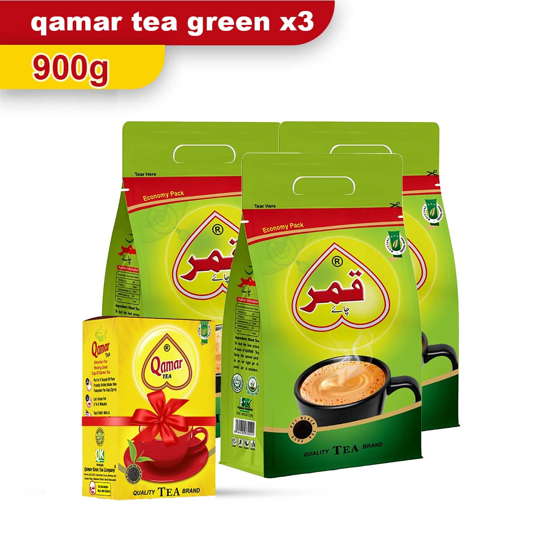 BUY PACK OF 3 GET HARD PACK FREE - QAMAR TEA GREEN 900 GM